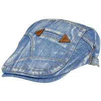 Cool4 Flat Cap Schiebermütze DENIM Jeans Lederapplikation Verstellbar