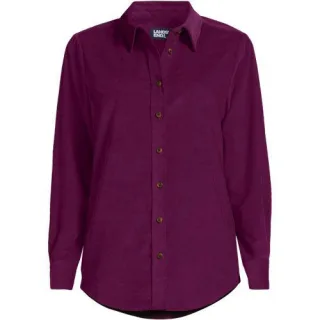 Feincord-Hemdbluse, Damen,  Grün, Baumwolle, by Lands' End