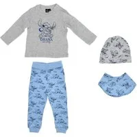 Lilo & Stitch Erstausstattungspaket Baby Set 4-teilig aus Baumwolle – Langarmshirt, Hose, Mütze & Halstuch