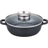 GSW Servierpfanne Gourmet Granit, Aluminiumguss, VITAFLON® GRANIT Antihaft-Versiegelung, Glasdeckel, Induktion