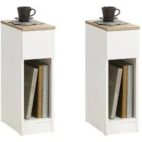 SoBuy Nachttisch FBT111, Beistelltisch mit Schublade und Ablage, Nightstand, 2er Set, Beistelltisch schmal, Nachtschrank Nachtkommode, offenes Fach