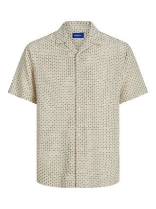 JACK&JONES - JORLUKE ACAPULCO DOBBY AOP SHIRT SS antique white - Gr. - L