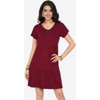 Imily Bela Babydollkleid Damen Kurzarm Minikleid mit Rüschensaum (Packung, 1-tlg., 1per-Pack) A-Linien-Schnitt