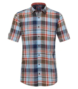 REDMOND - Freizeithemd Kurzarm braun - Gr. - 3XL