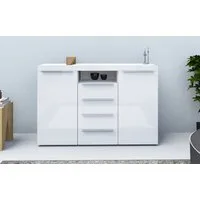 borchardt Möbel Highboard Durban, Breite 139cm, Kommode mit glänzenden Metallgriffen, viel Stauraum, Türen und Schubladen, Einlegeböden verstellbar