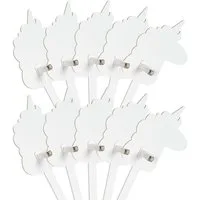 FOLDZILLA Steckenpferd Stockpferd 10er Set weiß zum Bemalen / Bekleben, (10-tlg., 10 Hobby Horses aus Pappe), XXL Einhorn Set für Kindergeburtstag