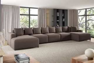 LAGERDEAL Wohnlandschaft Sofa U-Form Designersofa MEGAN XL in Stoff Salvador ...