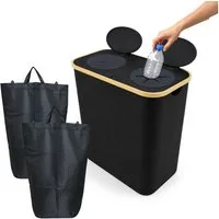 relaxdays Flaschensammler Pfandflaschen-Sammelbehälter 2 Fächer, schwarz, 140 L für 60 Pfandflaschen