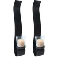 Linder Exclusiv GmbH Wandkerzenhalter Wandkerzenhalter 2er-Set m. Glaskerzenhalter, 35x10x5cm