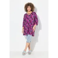 Ulla Popken Longshirt Longshirt A-Linie Zierbänder V-Ausschnitt 3/4-Arm