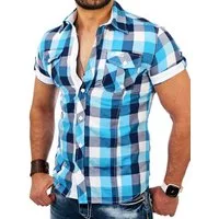 Reslad Kurzarmhemd Reslad Herren Kurzarm Hemd Oceanside RS-7065 (Kurzarmhemd) kariertes Kontrast Karohemd