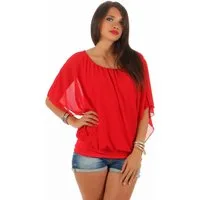 CLEO STYLE Chiffonbluse Damen Bluse 661 36-40 Rot
