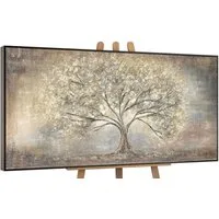 YS-Art Gemälde Goldbaum, Abstrakte Bilder, Leinwand Bild Handgemalt Gold Baum Stammbaum Braun