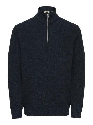 ONLY&SONS - ONSJOIN REG LS HIGH NECK KNIT CAMP Dark Sapphire - Gr. - XL