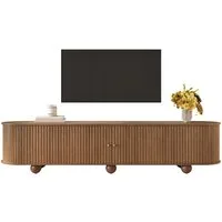 Merax Lowboard im Retro-Design, TV Möbel mit vertikal geriffelten Türen (1 St), TV Schrank mit Schiebetüren, Kugelfüßen & Stauraum, 180×35×45cm