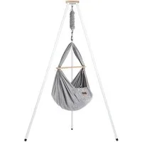 Stubenbett Federwiege Bio Grey mit Tipi Weiß