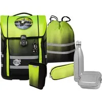 McNeill Schulranzen Perfecto, Gradient Lemon (Set, 5-tlg), inkl. Federmäppchen, Turnbeutel, Schlamperrolle & Motivmagnet