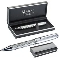 Macma Kugelschreiber hochwertiger Kugelschreiber "Mark Twain" / in silbernem Karbondesign
