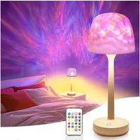 VIVIHEYDAY LED Tischleuchte Wasserwellen Nachttischlampe Touch Dimmbar 16 Farben, RGB Polarlicht, Projektor Nachtlicht für Party Schlafzimmer