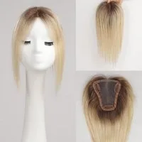 LuxusKollektion Toupet Haar Topper Damen Remy Ombre Hellblonde Braun 12in Ombre Hellblonde004