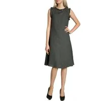 Caspar Sommerkleid SKL012 knielanges leichtes Damen Sommer Leinenkleid mit Wellenkragen Luftig leicht, figurumspielende Form