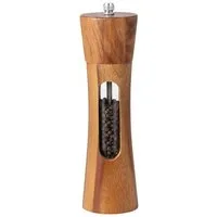 JASLIFE Salz-/Pfeffermühle Salz-/Pfeffermühle Akazienholz 18,7 cm manuell Keramikmahlwerk manuell, (1 Stück), Keramikmahlwerk, einstellbarer Mahlgrad, Holzgehäuse