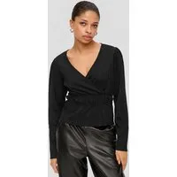 QS Langarmshirt T-Shirt Taillierte Bluse mit Criss-Cross-Ausschnitt