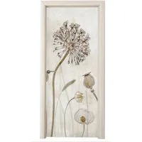 MuchoWow Türtapete Blumen - Aquarell - Stilleben - Braun - Vintage, Matt, bedruckt, (1 St), Selbstklebende Tapete, Folie für Möbel, 75x205 cm