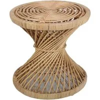 Casa Moro Beistelltisch Rattan Beistelltisch Anisa rund Sanduhr Form Rattantisch (Kunsthandwerk), aus Natur-Rattan handgefertig