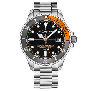 Schwarz und Orange Schweizer Automatik Depthmaster Heritage 42mm Diver