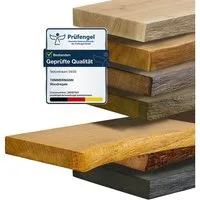tømmermann Wandregal Schweberegal Holzregal mit Baumkante - Hängeregal aus Massivholz Eiche, Komplett-Set