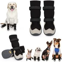 Ledander Pfotenschutz Anti-Rutsch Hundeschuhe mit reflektierenden Riemen wasserdicht,4 Stück, Gummisohle Hundeschuhe Pfotenschutz fürkleine,mittlere und große Hunde