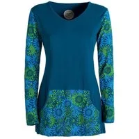 Vishes Tunikakleid Longshirt Damen Langarm Tunika Mandala Print Baumwolle Alternative Mode, Boho, Hippie, Ethno, Festival
