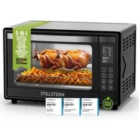 Stillstern Minibackofen MB45-LED 2G (45L) Deutsche Version, Ofenhandschuhe, Rezeptheft, Drehspieß, Timer, Innenbeleuchtung