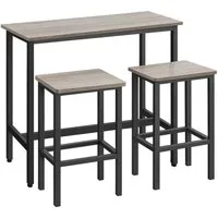 VASAGLE Bartisch Bartisch-Set, Stehtisch(100x40x90cm) mit 2 Barhockern