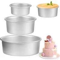 BlingBin Springform Kuchenform Rund 3-Teil-Set, Backform aus Eloxiertem Aluminium, (3er Set 3-tlg), Obstkuchenform mit Abnehmbarer Bodenplatte für Tortenschichten