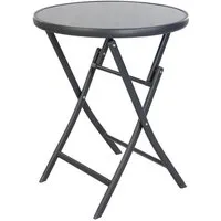 Mojawo Küchentisch Bistrotisch Klapptisch Gartentisch Gartentisch Glas Metall Ø60xH72cm