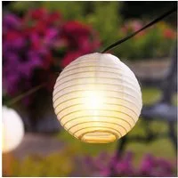 esotec LED Gartenleuchte Solarkette 30 Ballons Lampions 9m +2m Zuleitung 3000K Garten 102184, Dauerlicht oder Blinklicht, ON/OFF, LED fest integriert, 3000K warmweiß, Dauerlicht oder Blinklicht, ON/OFF, solarbetrieben ohne Stromanschluss
