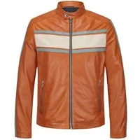Milestone Lederjacke MSLambert Racing Jacke im Retro Design aus Lammleder