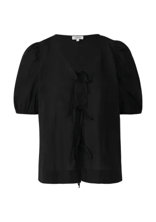 s.Oliver Red Label - Baumwollbluse mit V-Ausschnitt schwarz - Gr. - 34