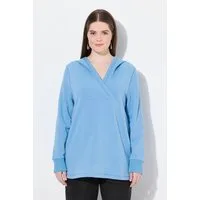 Ulla Popken Sweatshirt Hoodie Schalkragen-Einsatz Langarm Biobaumwolle