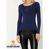 Nur Die Longsleeve NUR DIE X KILIAN KERNER Damen Langarmshirt Micromodal Glitzerabschluss weiche, atmungsaktive Fasern - Glitzer-Effekt am Ausschnitt
