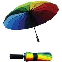 Yuhu Taschenregenschirm Regenbogen Taschenregenschirm mit Automatik & 16-facher Verstrebung