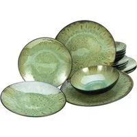CreaTable Teller-Set Jawa, Teller Set 12-tlg (12-tlg), 4 Personen, Steinzeug, Reaktivglasur