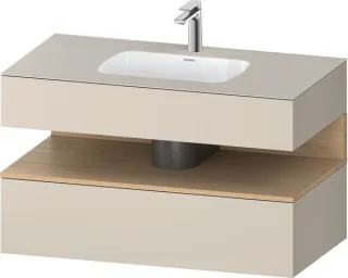 Duravit Qatego Einbauwaschtisch mit Konsolenwaschtischunterbau Taupe Supermatt 1000x550x600 mm - QA4 QA4786030830000