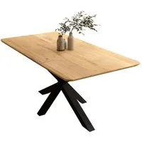 Liadomo Esstisch Gubio, Esszimmertisch, Massivholztisch, verschiedene Größen, Tischplatte mit Schweizer Kante, aus massivem Holz mit Metallgestell