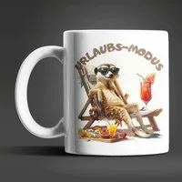 WS-Trend Tasse Erdmännchen Urlaubs-Modus Keramik Kaffeetasse Teetasse, Keramik