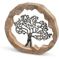 formano Dekoobjekt Lebensbaum im Ring, 30 cm – Mangoholz & Aluminium – 509802, Symbol für Stärke & Harmonie, moderne Deko für Zuhause