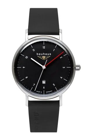 Bauhaus Herrenuhr Quarz mit Datum und Lederarmband