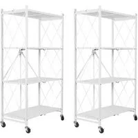 FOXSPORT Standregal mit Rollen, 1er-Packung, Komplett-Set, Traglast von 20 kg pro Ebene, mit 4/5 Ablagen, Lagerregal, Küchenregal, 72x37x163cm